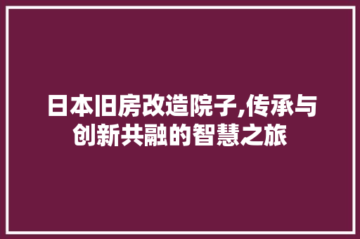 日本旧房改造院子,传承与创新共融的智慧之旅 景观设计