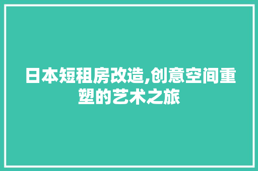 日本短租房改造,创意空间重塑的艺术之旅