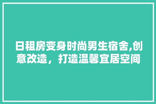 日租房变身时尚男生宿舍,创意改造，打造温馨宜居空间