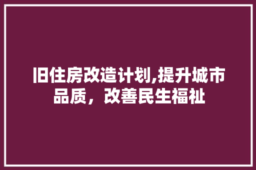 旧住房改造计划,提升城市品质，改善民生福祉