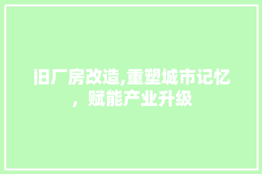 旧厂房改造,重塑城市记忆，赋能产业升级