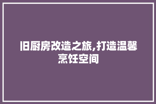 旧厨房改造之旅,打造温馨烹饪空间