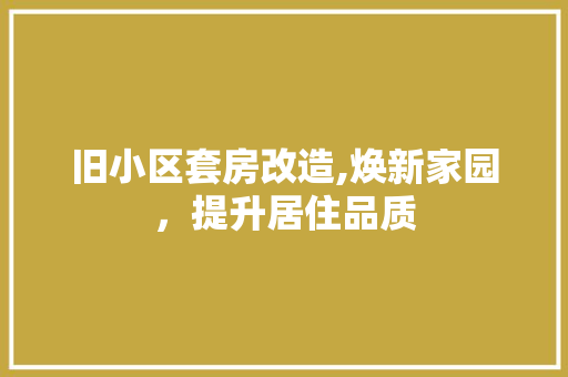 旧小区套房改造,焕新家园，提升居住品质