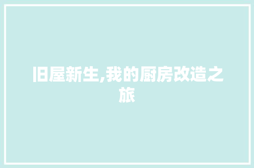 旧屋新生,我的厨房改造之旅 景观设计