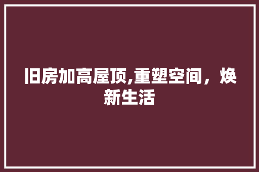 旧房加高屋顶,重塑空间，焕新生活
