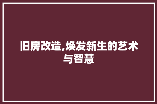 旧房改造,焕发新生的艺术与智慧 庭院装修
