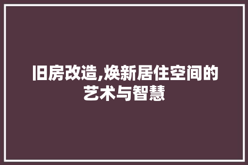 旧房改造,焕新居住空间的艺术与智慧 墙面装饰