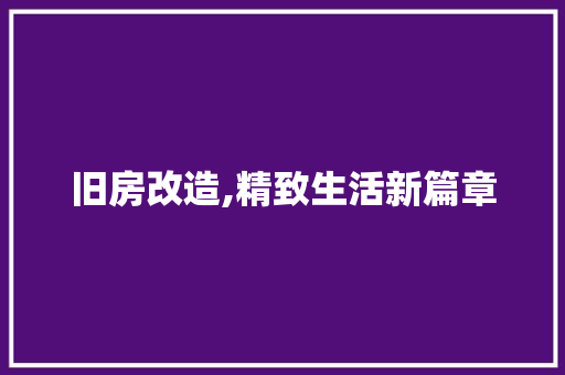 旧房改造,精致生活新篇章 装修攻略