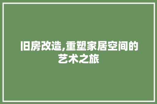 旧房改造,重塑家居空间的艺术之旅 装修材料