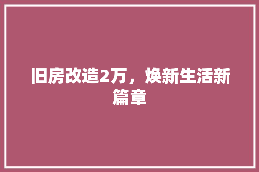 旧房改造2万，焕新生活新篇章 墙面装饰