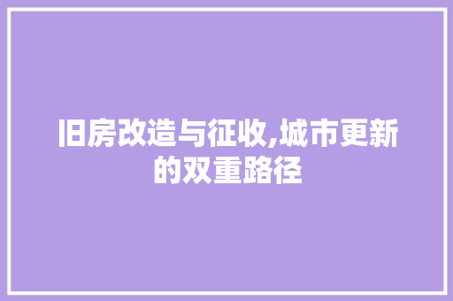旧房改造与征收,城市更新的双重路径 地面装修