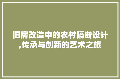 旧房改造中的农村隔断设计,传承与创新的艺术之旅 墙面装饰