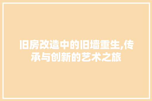 旧房改造中的旧墙重生,传承与创新的艺术之旅