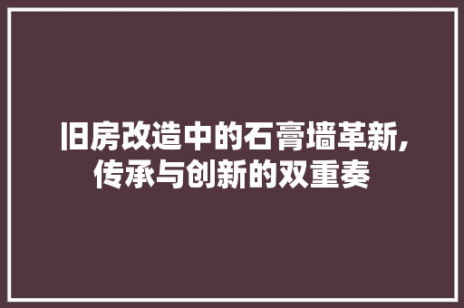 旧房改造中的石膏墙革新,传承与创新的双重奏