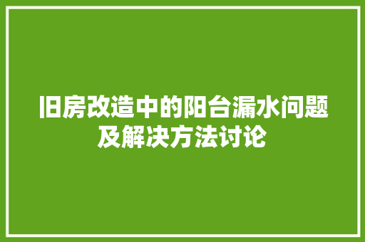 旧房改造中的阳台漏水问题及解决方法讨论 装修材料