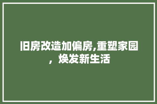 旧房改造加偏房,重塑家园，焕发新生活 景观设计