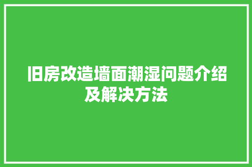 旧房改造墙面潮湿问题介绍及解决方法 地面装修