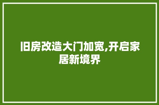 旧房改造大门加宽,开启家居新境界