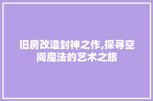 旧房改造封神之作,探寻空间魔法的艺术之旅 地面装修