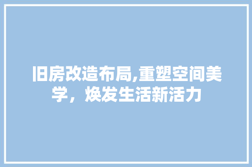 旧房改造布局,重塑空间美学，焕发生活新活力 装修材料