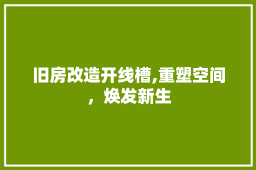 旧房改造开线槽,重塑空间，焕发新生
