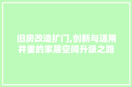 旧房改造扩门,创新与适用并重的家居空间升级之路 隔断设计