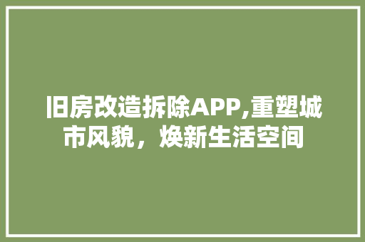 旧房改造拆除APP,重塑城市风貌，焕新生活空间 墙面装饰