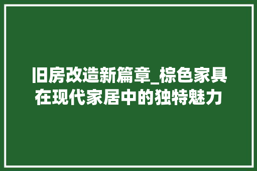 旧房改造新篇章_棕色家具在现代家居中的独特魅力