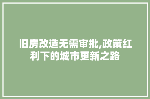 旧房改造无需审批,政策红利下的城市更新之路 地面装修