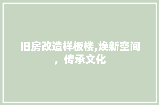 旧房改造样板楼,焕新空间，传承文化 墙面装饰
