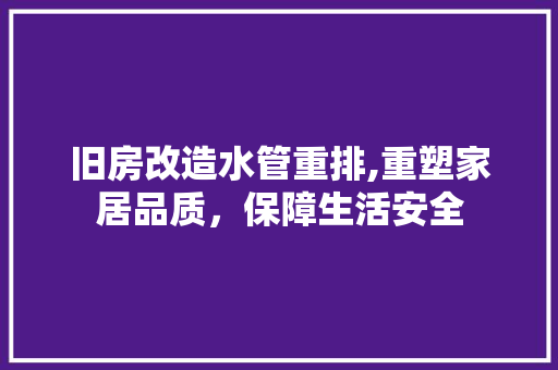 旧房改造水管重排,重塑家居品质，保障生活安全