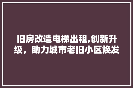 旧房改造电梯出租,创新升级,助力城市老旧小区焕发新生 隔断设计 旧房改造电梯出租,创新升级,助力城市老旧小区焕发新生 隔断设计