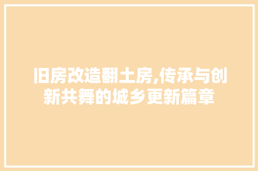 旧房改造翻土房,传承与创新共舞的城乡更新篇章 景观设计
