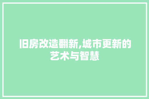 旧房改造翻新,城市更新的艺术与智慧 装修材料