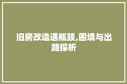 旧房改造遇瓶颈,困境与出路探析 景观设计