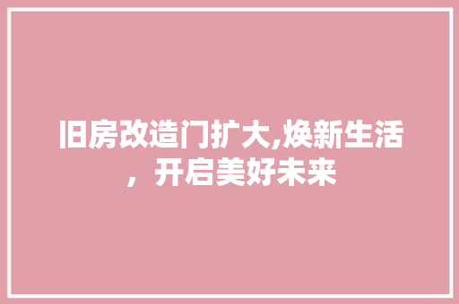 旧房改造门扩大,焕新生活，开启美好未来 装修攻略