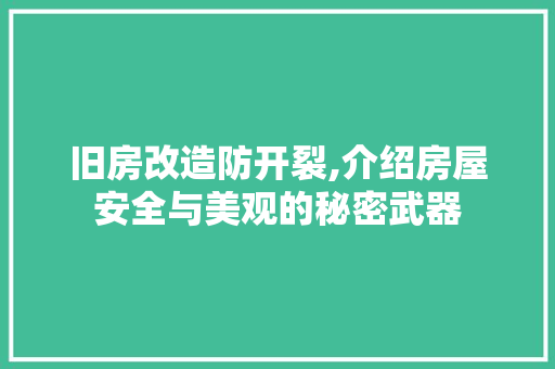 旧房改造防开裂,介绍房屋安全与美观的秘密武器 建筑设计