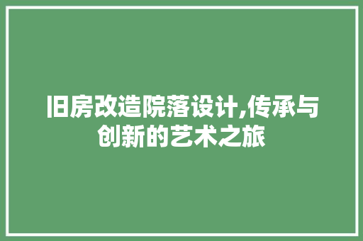 旧房改造院落设计,传承与创新的艺术之旅 装修攻略