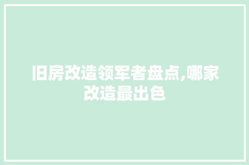 旧房改造领军者盘点,哪家改造最出色 装修攻略