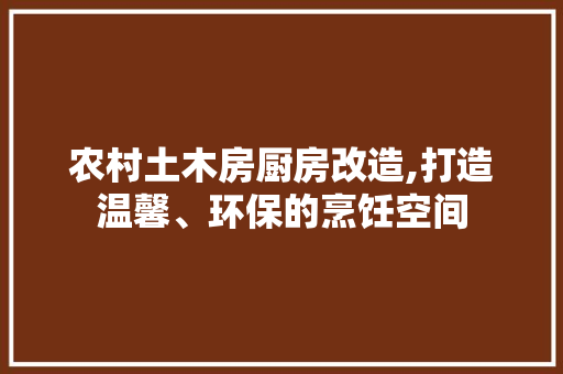 农村土木房厨房改造,打造温馨、环保的烹饪空间 门窗装修