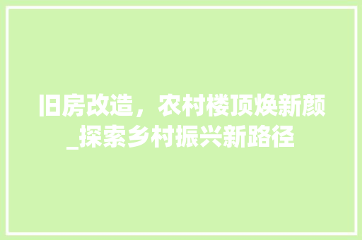 旧房改造，农村楼顶焕新颜_探索乡村振兴新路径 庭院装修