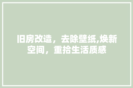 旧房改造，去除壁纸,焕新空间，重拾生活质感 景观设计