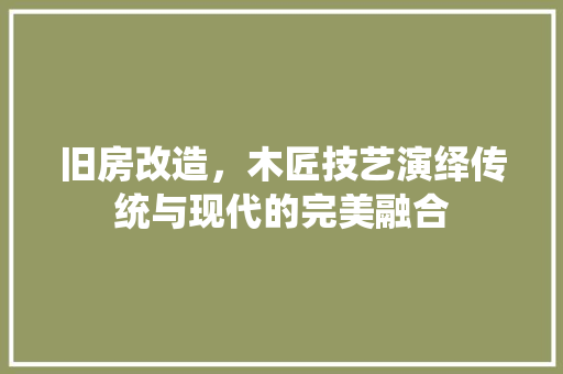旧房改造，木匠技艺演绎传统与现代的完美融合 地面装修