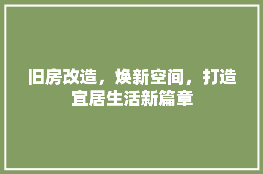 旧房改造，焕新空间，打造宜居生活新篇章 建筑设计