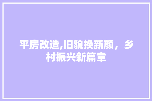 平房改造,旧貌换新颜，乡村振兴新篇章