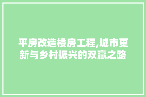 平房改造楼房工程,城市更新与乡村振兴的双赢之路 隔断设计