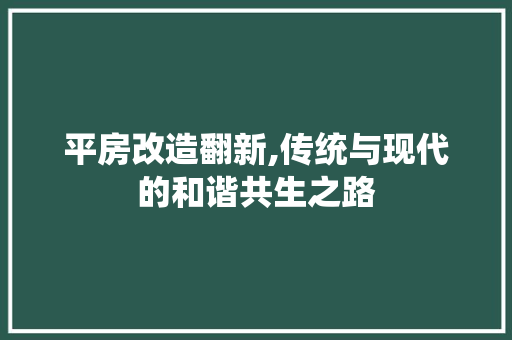 平房改造翻新,传统与现代的和谐共生之路 建筑设计