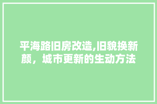 平海路旧房改造,旧貌换新颜，城市更新的生动方法 墙面装饰