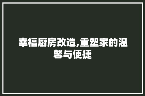 幸福厨房改造,重塑家的温馨与便捷