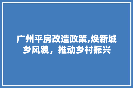 广州平房改造政策,焕新城乡风貌，推动乡村振兴